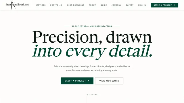 The draftingmillwork.com home page