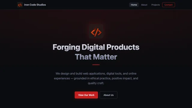 The ironcodestudios.com home page