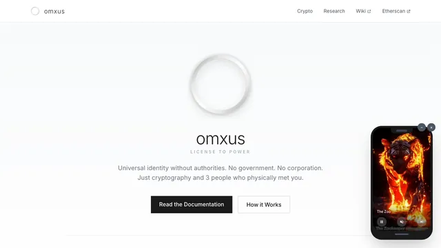 The omxus.com home page