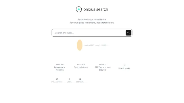 The search.omxus.com home page