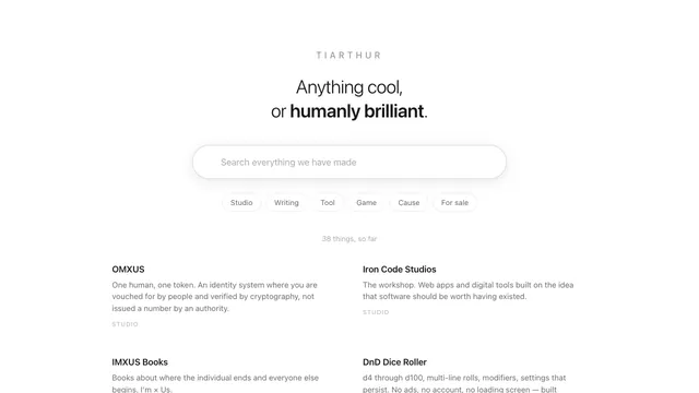 The tiarthur.com home page